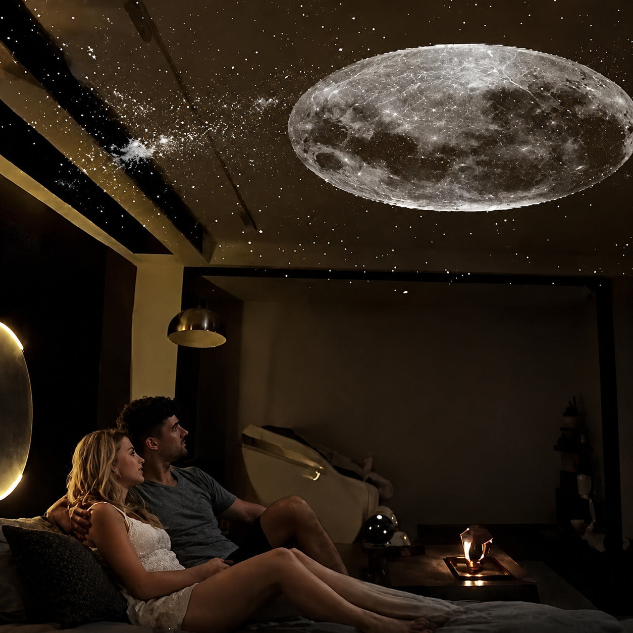 Moon and star ceiling projection